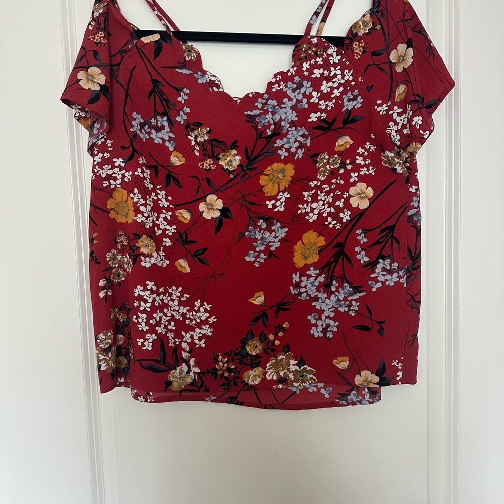 Floral Red Women's Top